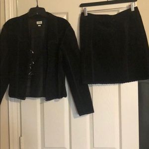 Beautiful black suede matching suit skirt/set.